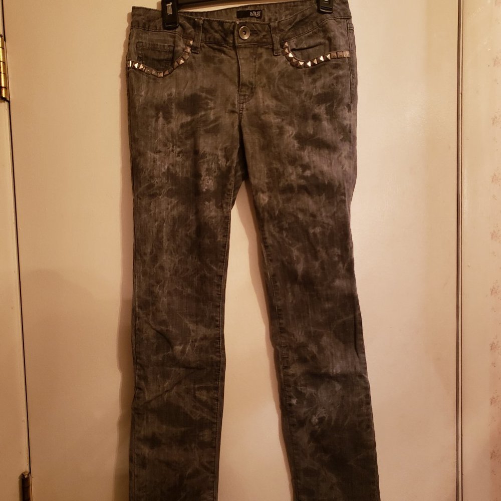 ANA Size 8 Jeans Dark Grey Washed with Studs on Pockets